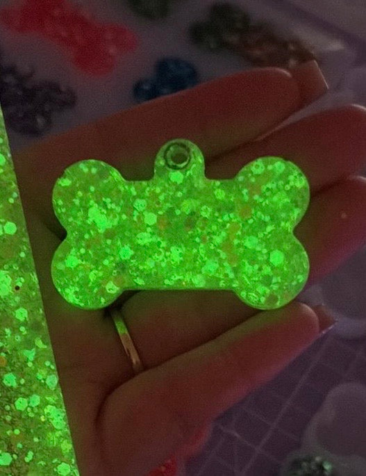 Custom Vinyl Glow In The Dark Glitter Dog Tag *add contact details and dogs name/ design colour in notes at checkout*